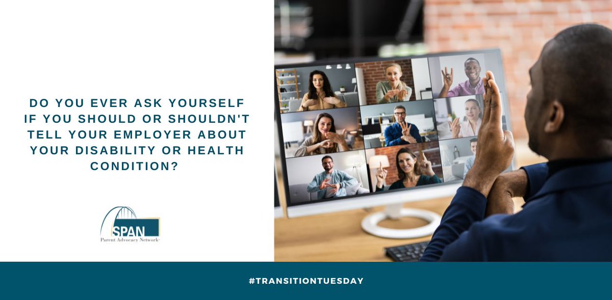 #TransitionTuesday: Do you ever ask yourself if you should or shouldn't tell your employer about your disability or health condition? Check out this information from the US Department of Labor: dol.gov/agencies/odep/…

#KnowYourRights #Empower #BeInformed #EqualOpportunity