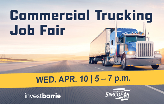 Exciting news! 🚛 @InvestBarrie & @simcoecounty are teaming up again for the Commercial Trucking/Driver #JobFair! 🚚 Showcase driver positions & connect with the public. 📅 #JoinUs: Allandale Recreation Centre (190 Bayview Dr., Barrie) 🗓 Wed, Apr 10 🕔 5-7pm See you there!