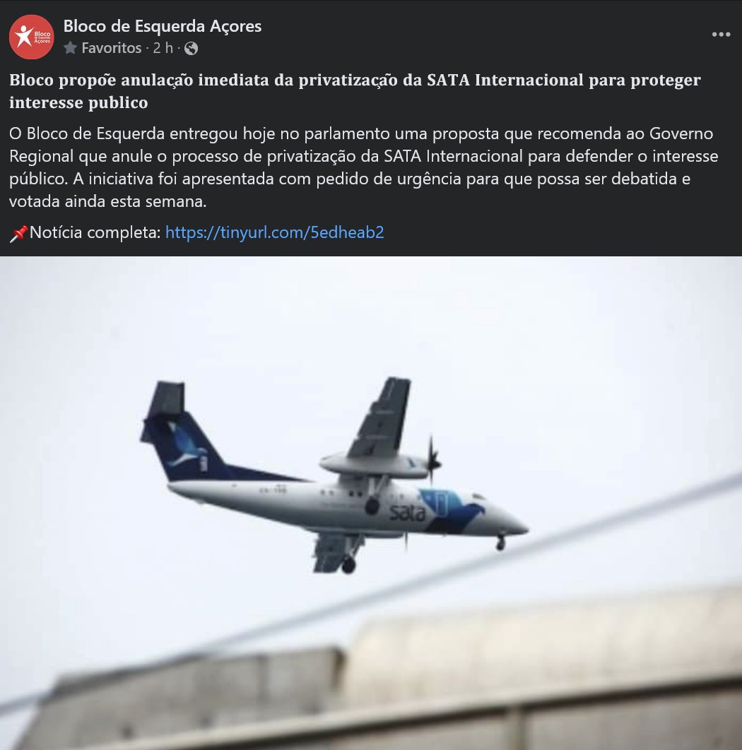 O processo de privatização da SATA Internacional tem de ser travado. O único potencial comprador não tem credibilidade para gerir qualquer companhia aérea. Em Cabo-Verde tem um único avião, frequentemente no chão por frequentes avarias.
É urgente travar este processo desastroso.