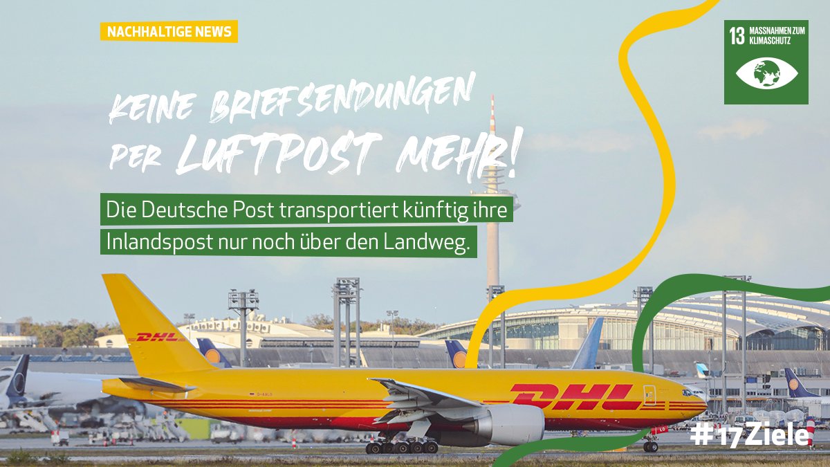 Briefsendungen der #DeutschePost wurden in DE bislang noch per Flugzeug befördert. Damit ist Schluss. Nach mehr als 62 Jahren wird die Briefbeförderung per Flugzeug im Inland eingestellt. ℹ️ Über Landweg sinkt der #CO2Ausstoß pro Brief um 80 %. Quelle: t1p.de/ka9fb