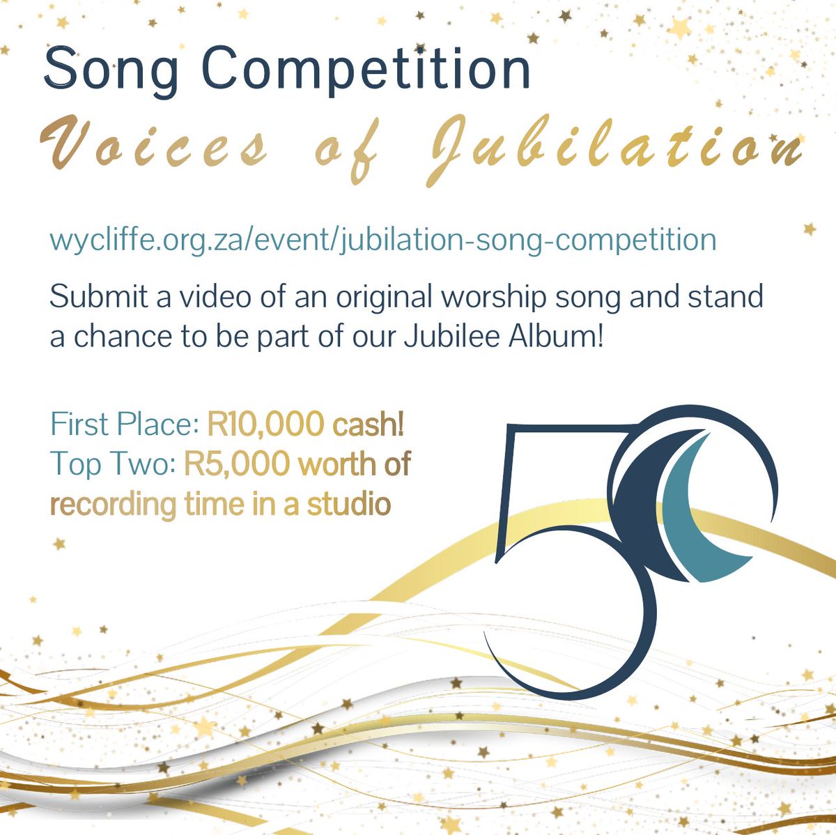 It's time to unleash your musical genuis 🥳🎼Get ready to shine in the Golden Jubilee Song Competition🌟 Are you a talented singer, composer, songwriter, or producer? @WycliffeSA wants to hear from you!! Show off your skills and be part of their celebration. 🎉 By entering, you…