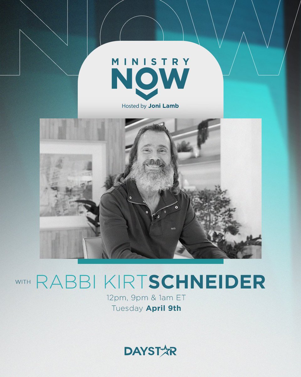 Don't miss a special #MinistryNow with @RabbiSchneider today! Join us LIVE at 12pm ET, only on @Daystar!