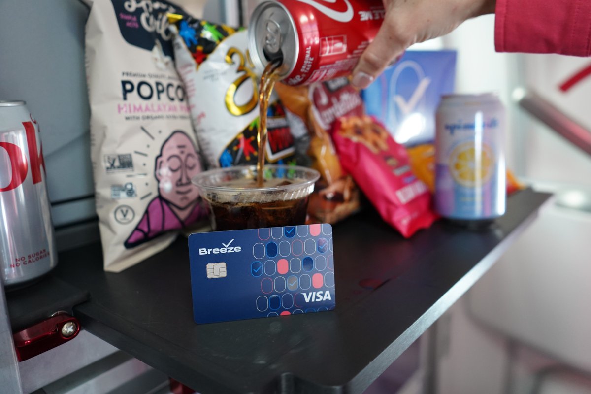 The Breeze Easy™ Visa Signature® card doubles the BreezePoints earned on onboard purchases! Terms Apply. 💳🍿 Apply today.  #creditcard #snacks