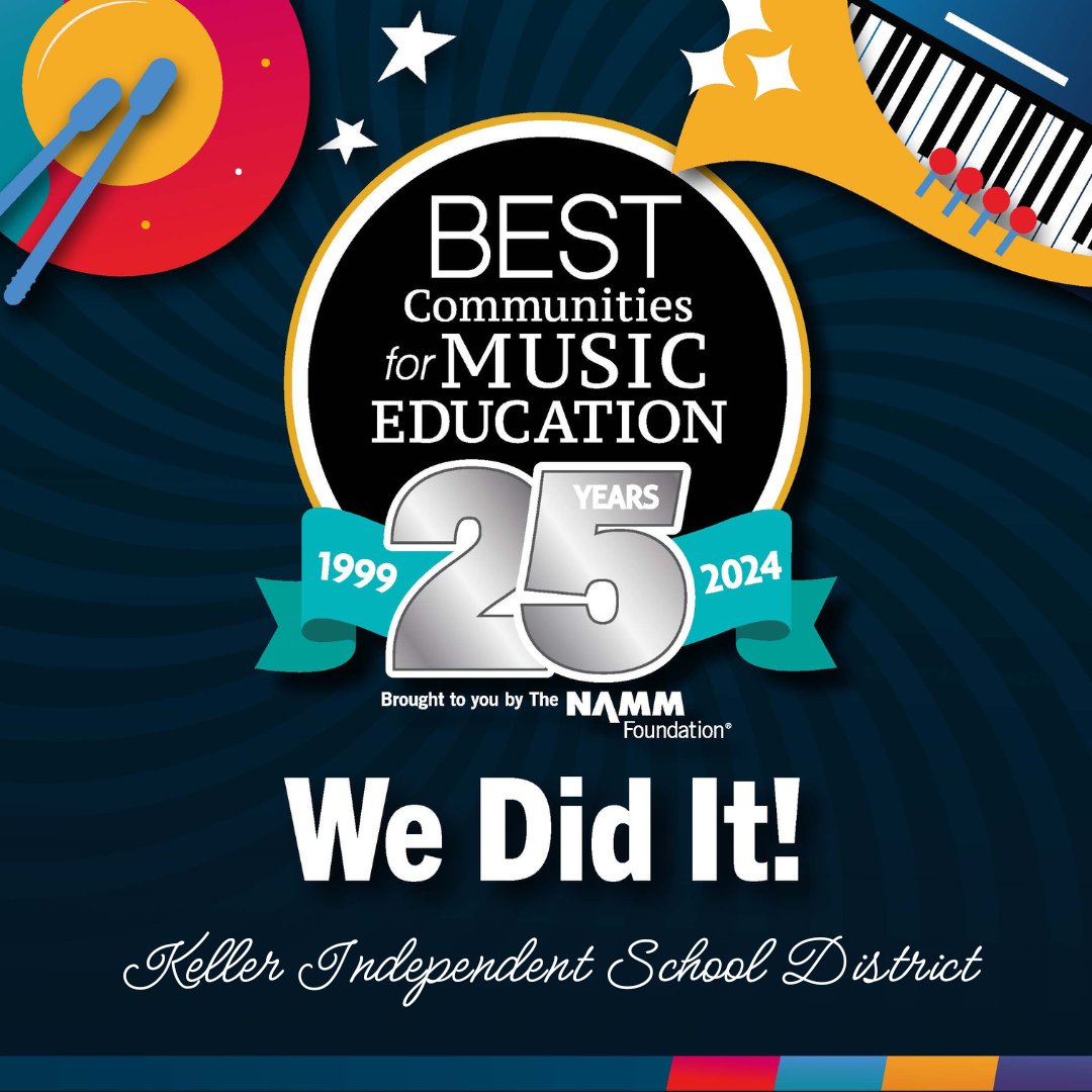 🎶 For the tenth consecutive year, Keller ISD has been honored with the Best Communities for Music Education designation from The NAMM Foundation for its outstanding commitment to music education. 🎉#CelebrateKISD ➡️ kellerisd.net/site/default.a…