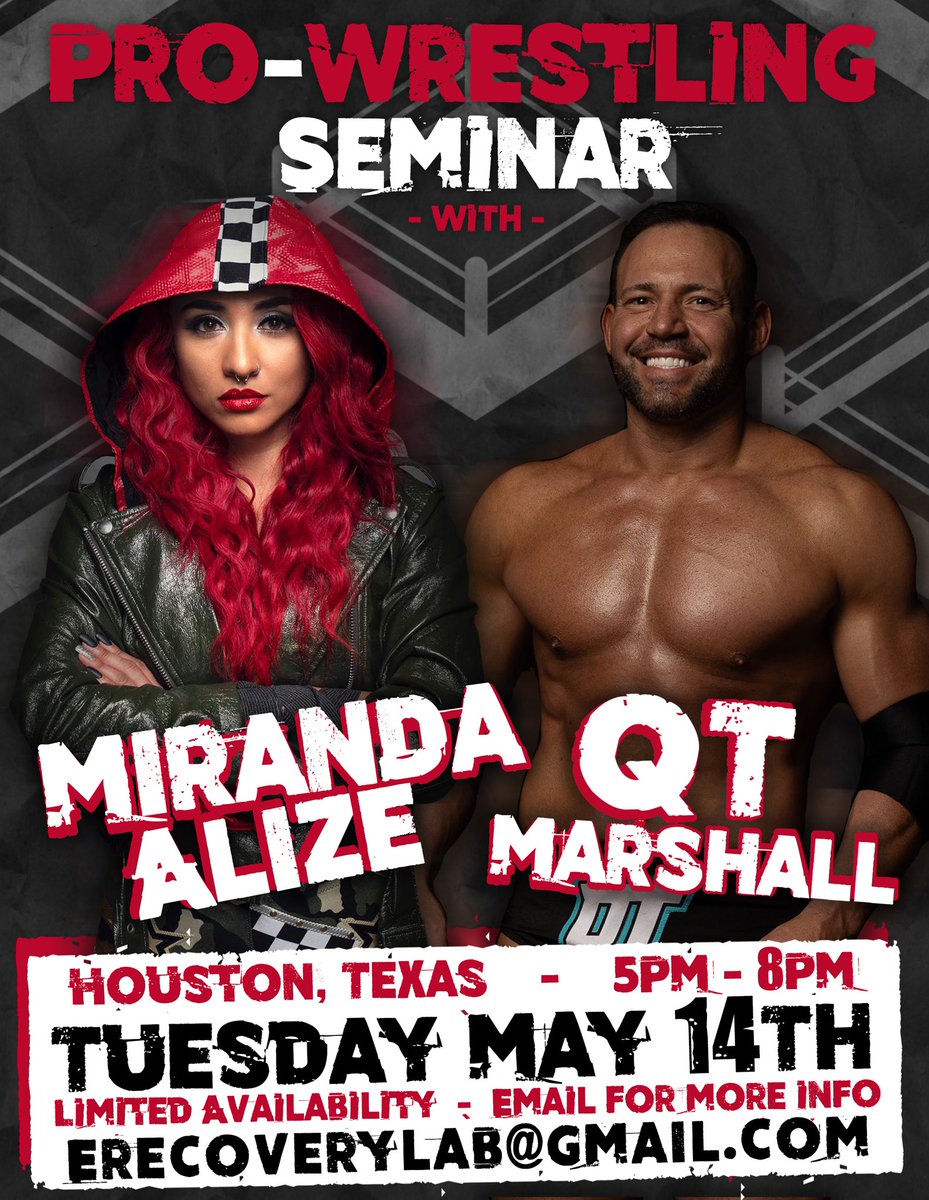 Happy to announce that I will be hosting a seminar with one of the greatest wrestlers out there & one of the best minds in the game. @QTMarshall May 14th in Houston Texas. DM or Email me for details . Investing in your career is one of the best things you can do 🤘🏻#ProWrestling