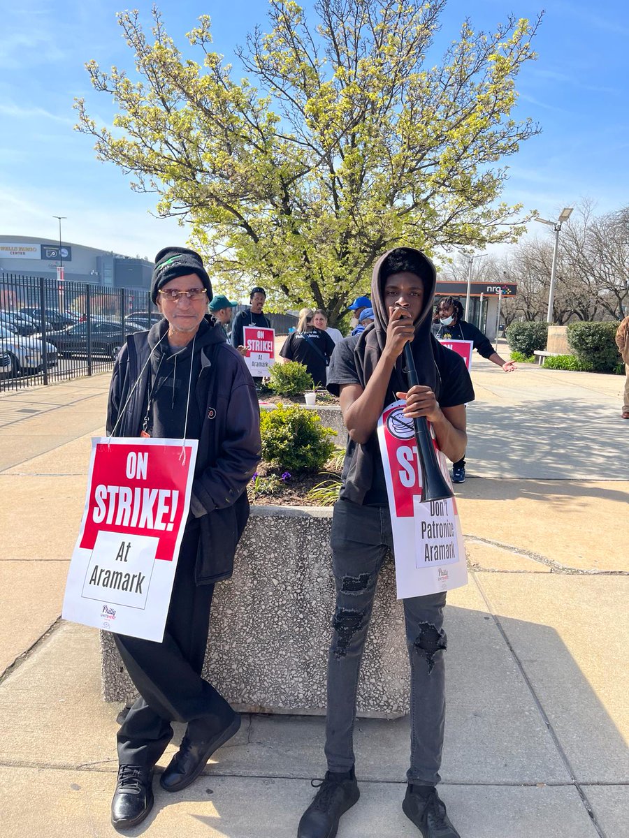 HOLD THE LINE: Aramark employees are making a slam dunk move with a strike today for better wages and healthcare! This means union members will not be: Preparing food and mixing drinks Vending food and alcohol Serving food and alcohol!