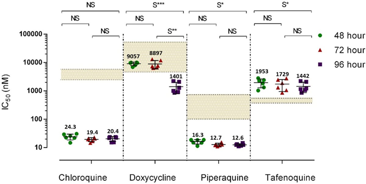 Extended blood stage sensitivity profiles of Plasmodium cynomolgi to doxycycline and tafenoquine, as a model for Plasmodium vivax journals.asm.org/doi/10.1128/aa…