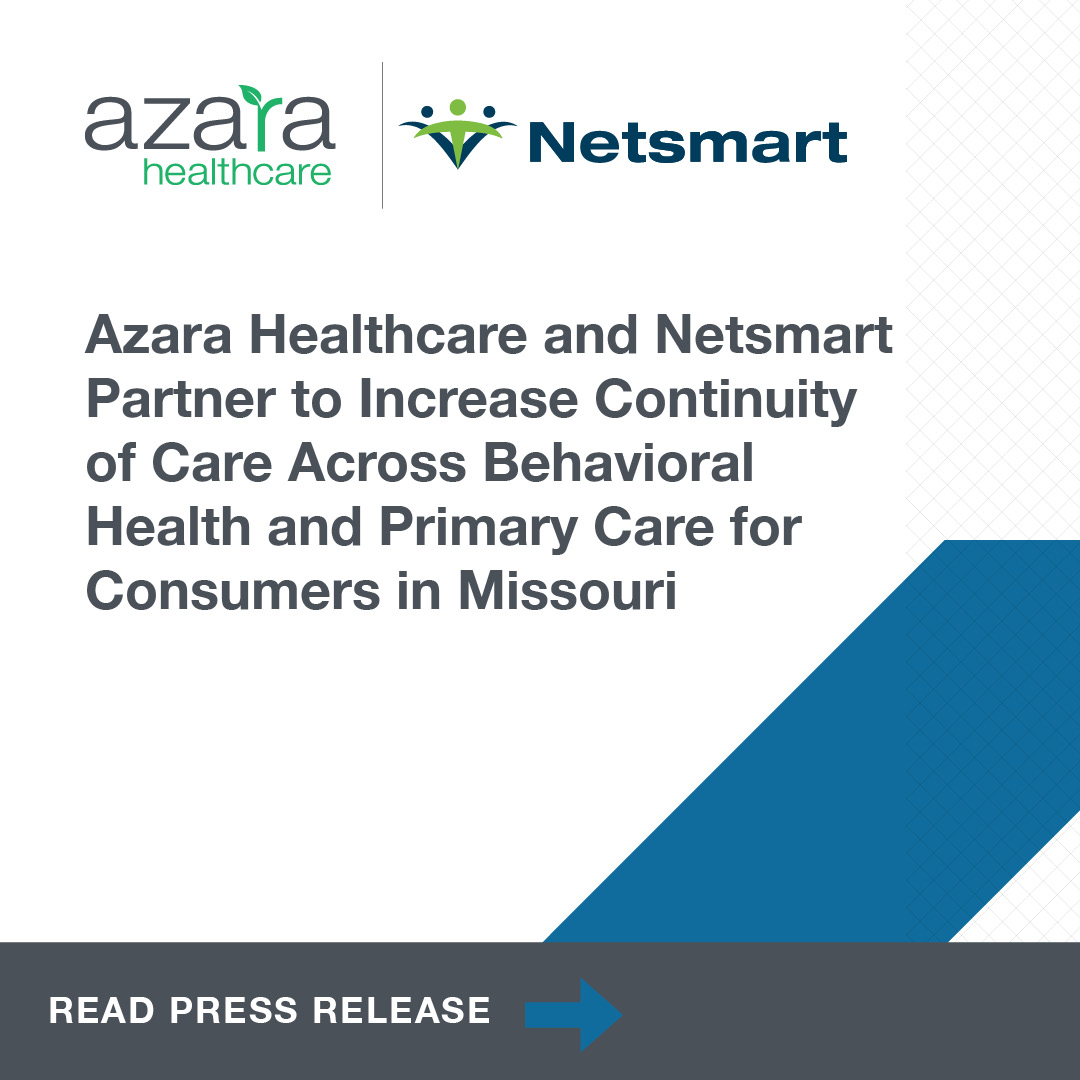 @AzaraDRVS and @NetsmartTech announce their industry-leading partnership designed to share critical data across clients served by @MOPrimaryCare and @MissouriBHC members. Read press release: hubs.la/Q02sfk700 #behavioralhealth #populationhealth