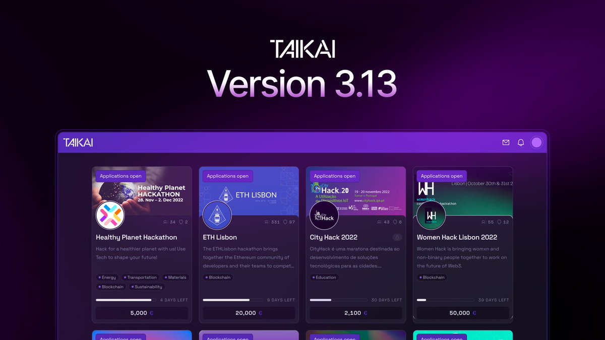 TAIKAI 3.13 update: Multiple wallet extensions now supported 💼 Our community asked, we delivered! Connecting your wallet has never been easier, also thanks to our friends at @rainbowdotme 🌈 Now, we can provide more flexibility to our users - the choice is yours 😉 👉 Check