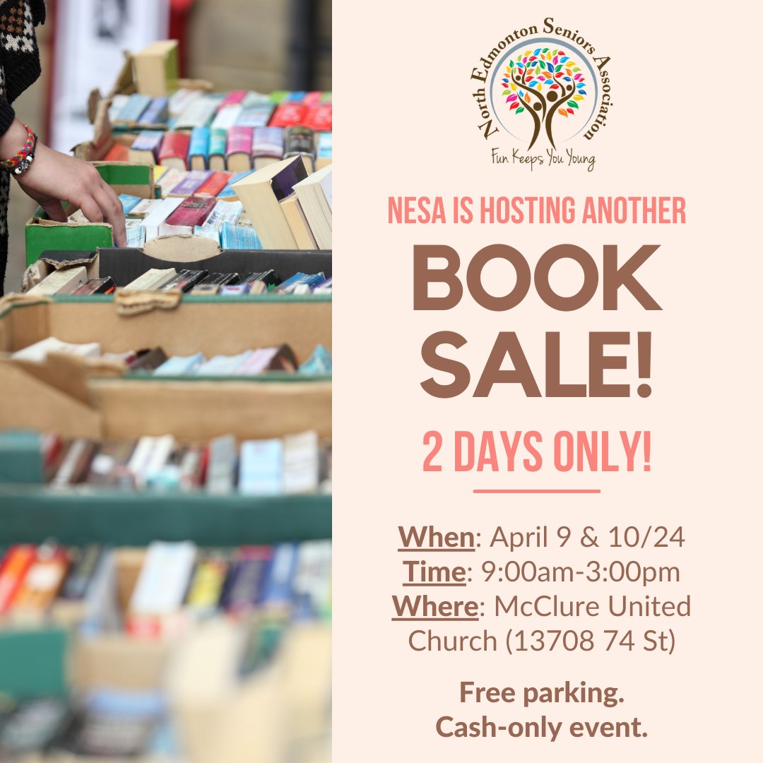 Book it to the McClure United Church as today is the start of NESA's two-day book and puzzle sale! 📚🧩 We have tables filled with your favorite authors (an entire basement full to be exact) 😀 Join us today or tomorrow as this is a sale you don't want to miss! #NESAyeg #Joinus