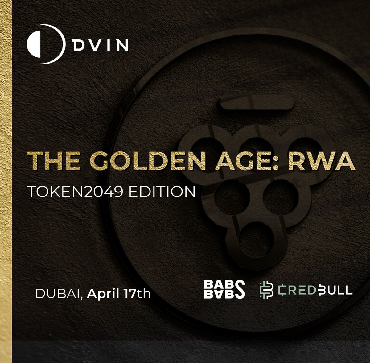 Join us at #TheGoldenAgeRWA side event centered around the inaugural #TOKEN2049 in Dubai bringing together key players in #DeFi sector @clubdvin @credbullDeFi @AvaLabs  @animocabrands @tokentus_AG  @emoney_network  @DSRPTDTweets 
📅 17th of April 
📍Souk Madinat Jumeirah
🎟 RSVP…