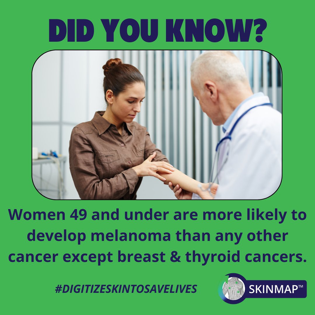 Did you know that women 49 & under are more likely to develop #Melanoma than any other cancer, except breast & thyroid cancer? #SkinCancerPrevention #TriangulateLabs @TriangulateLabs #TotalBodyPhotography