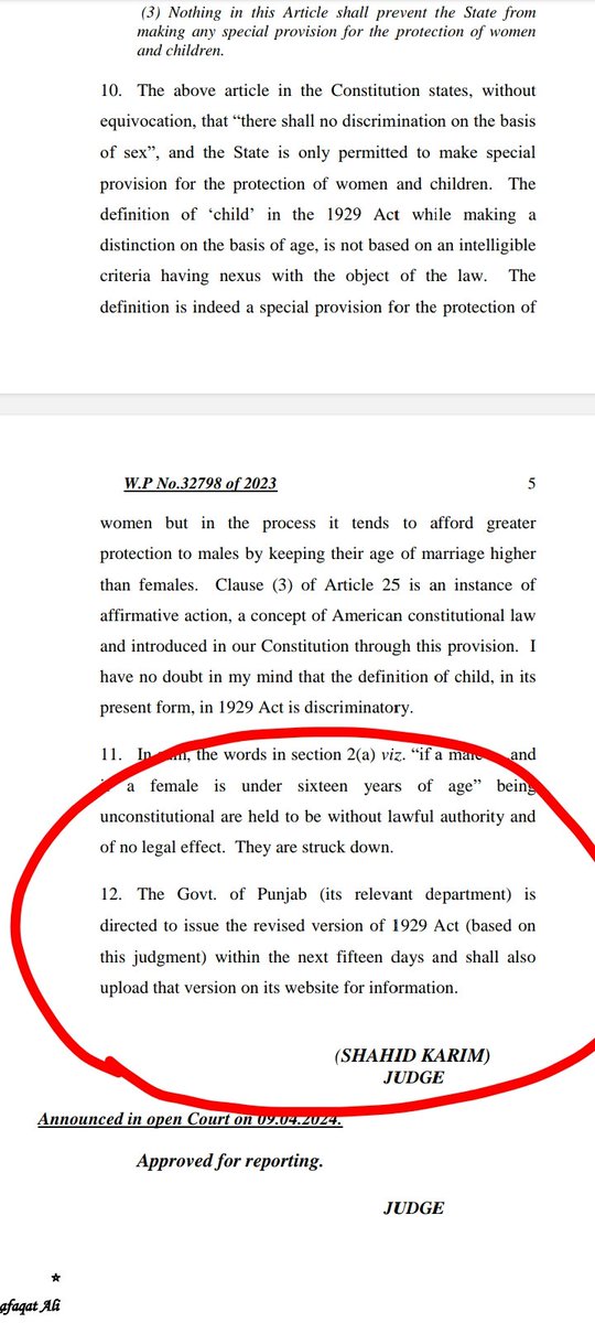 Government of Punjab @GovtofPunjabPK is directed by the LHR HighCourt to amend The #ChildMarriage Restraint Act. Within 15 days . Let's hope sanity prevails, and without taking the undue influence from Molvis they come up with better law in best interest of Child. @MaryamNSharif