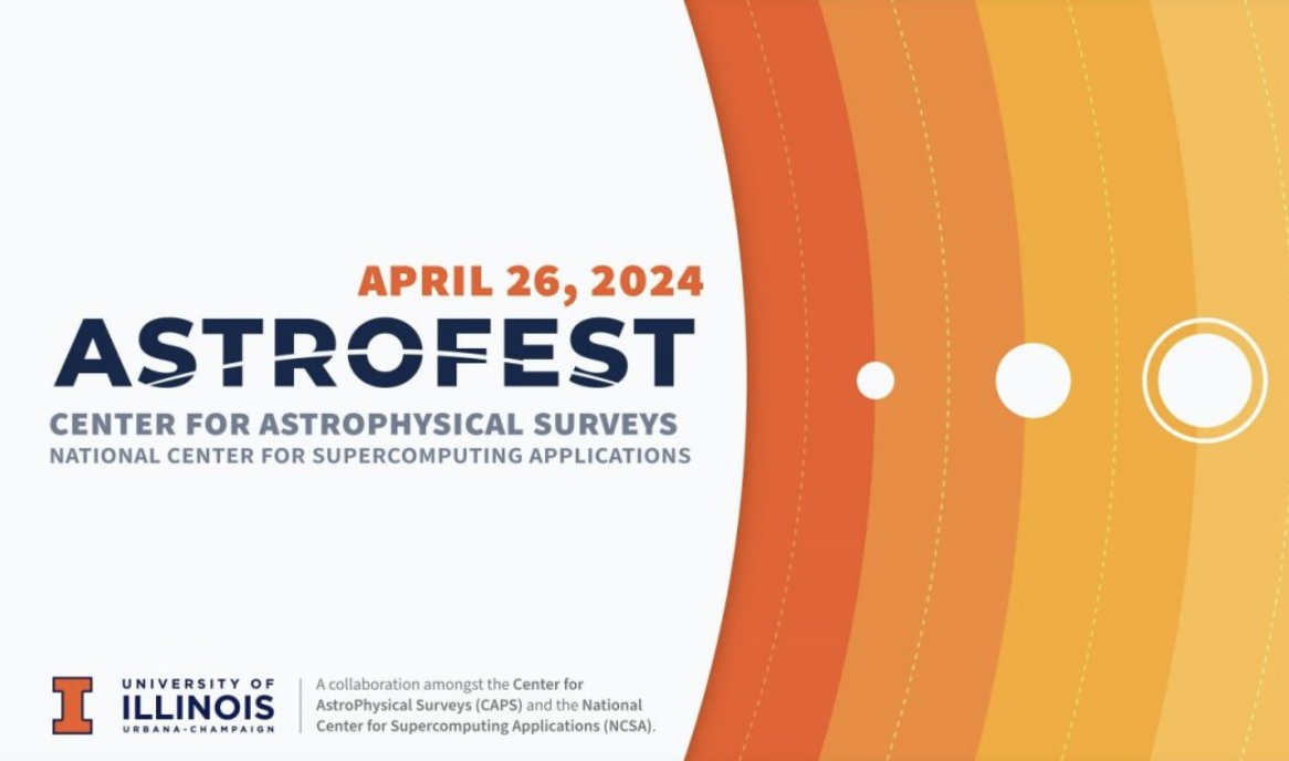 Join us on April 26 for #AstroFest2024. Explore groundbreaking research, foster collaboration, & connect with peers in the field. All Illinois campus members are welcome & registration is required by April 12. 

publish.illinois.edu/astrofest-2024/