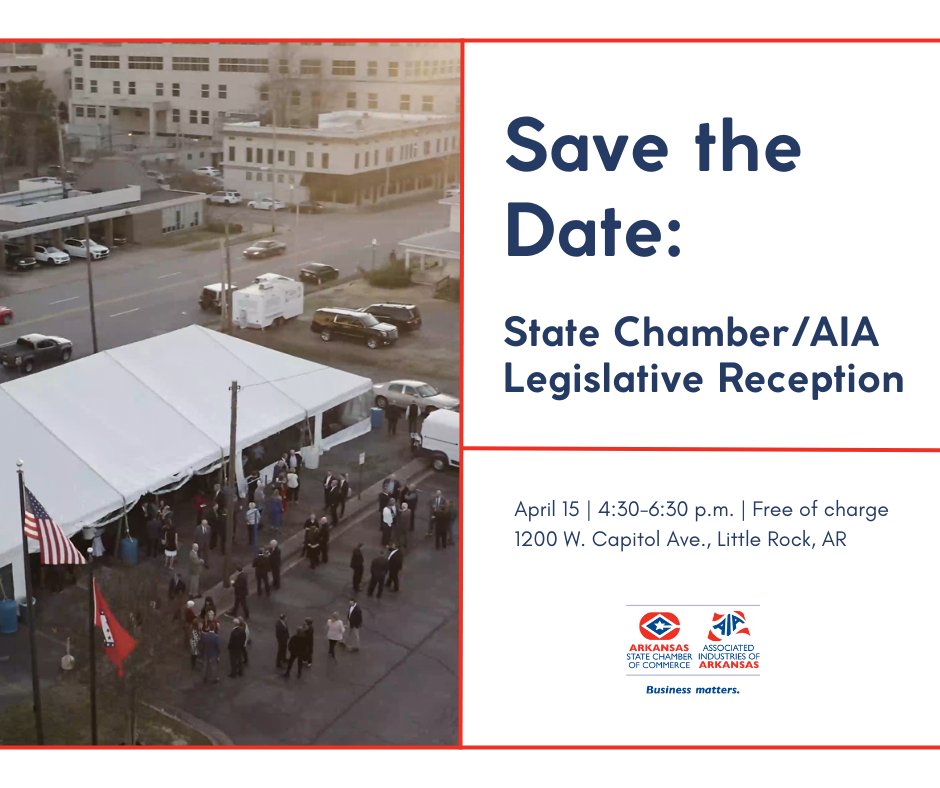 Don't miss our State Chamber/AIA Legislative Reception next Monday! Join us from 4:30-6:30 p.m. under the big tent on our north parking lot.