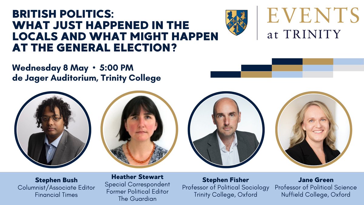 We can't wait for this event! We have a panel of election experts convened by our own @StephenDFisher to talk about the local election results and what might happen in the General Election. Featuring @stephenkb, @GuardianHeather & @ProfJaneGreen; book now: ow.ly/1G8z50Rbcya
