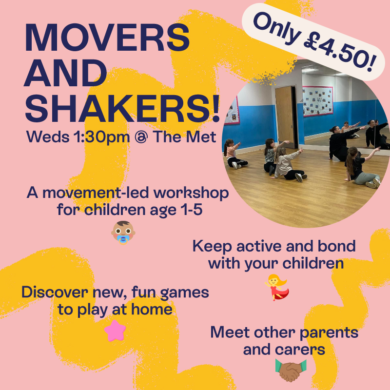 Movers and Shakers is a fun movement-led workshop for children aged 1-5 and their grown-ups, every Monday at The Met! 💃 This is a great opportunity to keep active, discover new fun games to play and meet other parents and carers 🤝 Book here 👉ow.ly/hvhX50Ql5ul