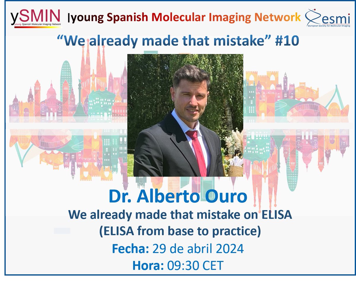 “We already made that mistake on ELISA"

Don´t miss this webinar by Alberto Ouro! 

Register for free 👇us06web.zoom.us/webinar/regist… 

At the end of the talk, do not forget to request your certificate of attendance at📩ySMIN@esmi-insight.eu

🗓️Save the date April 29th. 9:30 CET. ZOOM