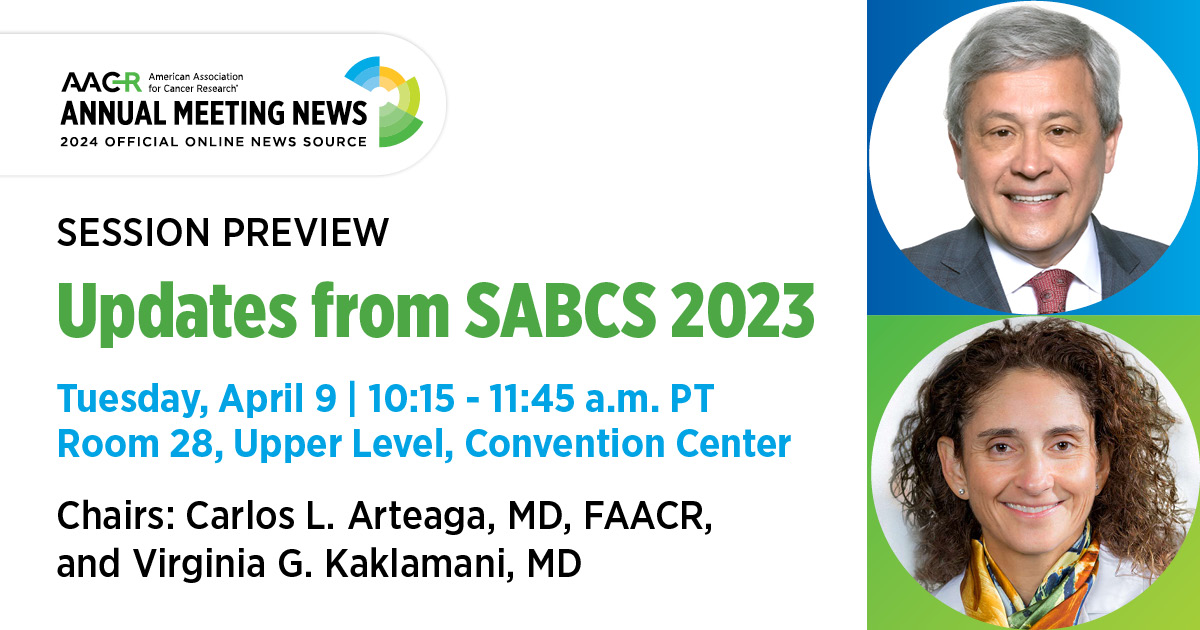 Tuesday morning at #AACR24: Breast cancer experts will amplify important research from the 2023 San Antonio Breast Cancer Symposium. Read a preview in AACR Annual Meeting News: bit.ly/4aq6PDa @SABCSSanAntonio @CarlosArteagaMD @VKaklamani