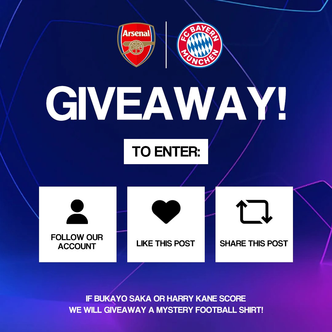 Giveaway Time! 🚀

If Bukoyo Saka or Harry Kane score tonight, we will give away a Mystery Football shirt to one lucky follower! 🔴

Good Luck! 🤞