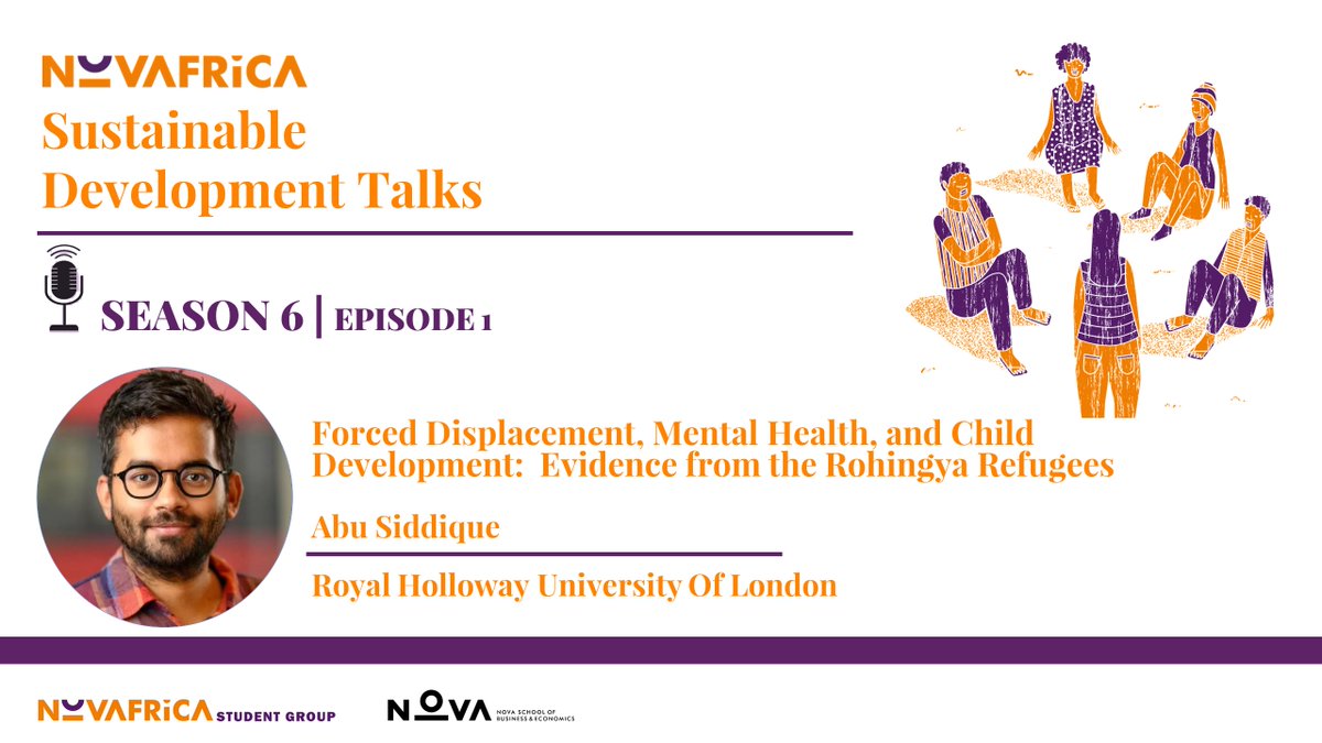 It´s a new season of the @NOVAFRICA @NovaSBE Sustainable Development Talk! Listen to this week´s podcast with @absidd @rhulecon on his paper: Forced Displacement, Mental Health, and Child Development: Evidence from the Rohingya Refugees Link🔗bit.ly/49E9rwm #EconTwitter