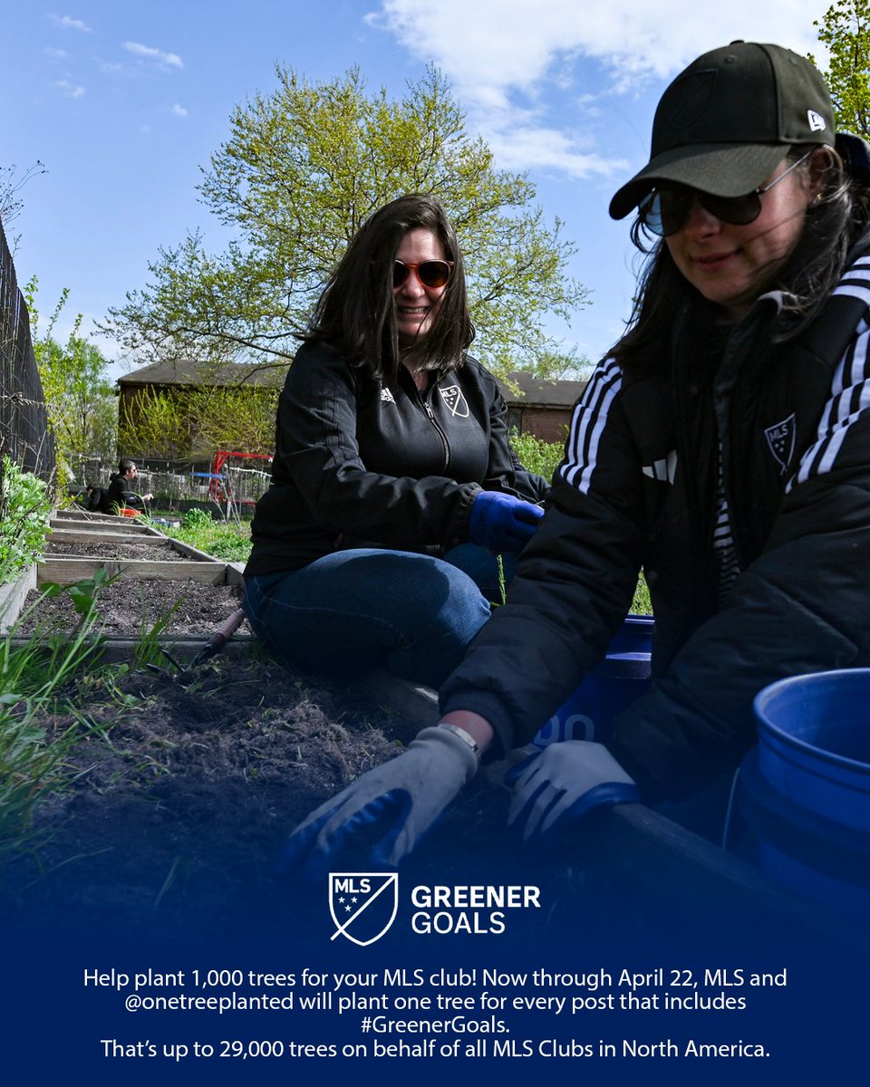 MLS's tweet photo. @MLSWORKS @adidasfootball Help plant 1,000 trees for your MLS club! Now through April 22, MLS and @onetreeplanted will plant one tree for every post that includes #GreenerGoals.

That’s up to 29,000 trees on behalf of all MLS Clubs in North America. https://t.co/0gdp3nFIgZ