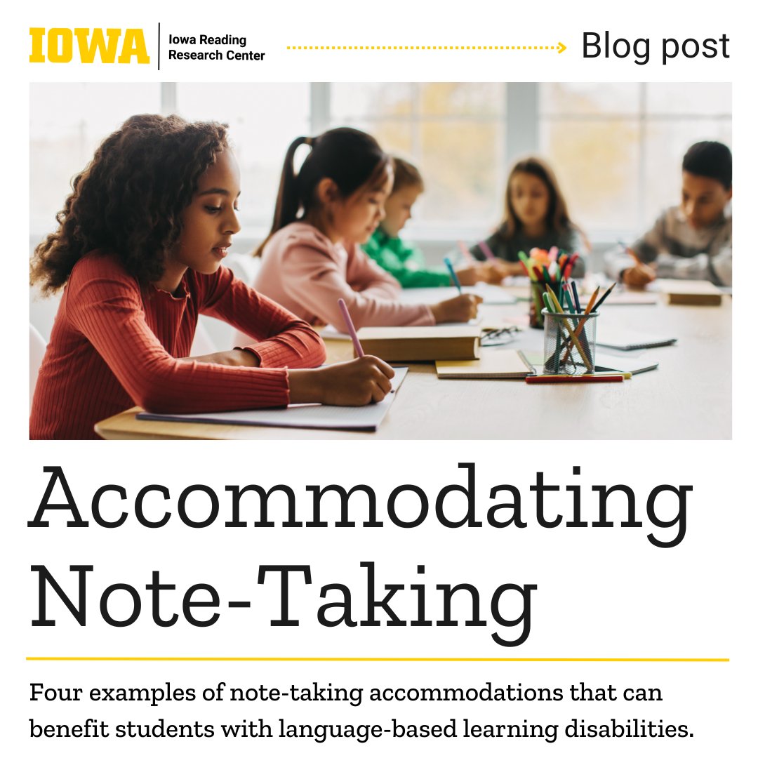 Taking notes in class is a complex task that is often difficult for students with language-based learning disabilities. Learn how offering accommodations can allow your students to reap the full benefits of taking notes in class in our latest blog post: irrc.education.uiowa.edu/blog/2024/04/a…