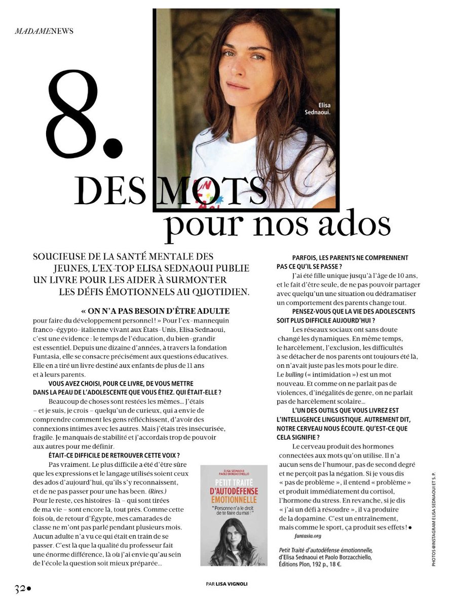 Entretien d'Elisa Sednaoui à lire dans @Madamefigaro ! Merci à Lisa Vignoli. @EditionsPlon