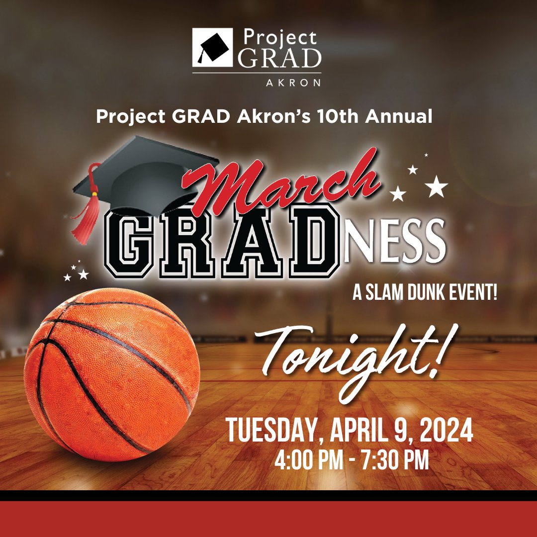 GradAkron's tweet image. We hope to see you tonight at March GRADness! 🏀🎉

Whether your March Madness brackets were busted or you&apos;re looking to celebrate a win, we can&apos;t wait to have fun together tonight at Greystone Hall. Let&apos;s make it a slam-dunk event! #MarchGRADness2024

bit.ly/40rcR1o