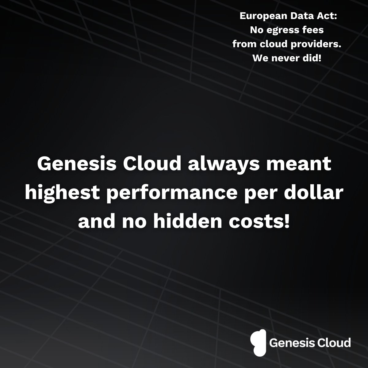 GenesisCloud_'s tweet photo. The EU #DataAct entered into force on Jan 11 is expected to drastically reduce costs for businesses when moving data and applications to a different cloud provider. At #GenesisCloud, we never applied such fees. Reserve #H100 capacity now and join us now: https://t.co/wyR6dMAQ5P https://t.co/Z783Ygq90h