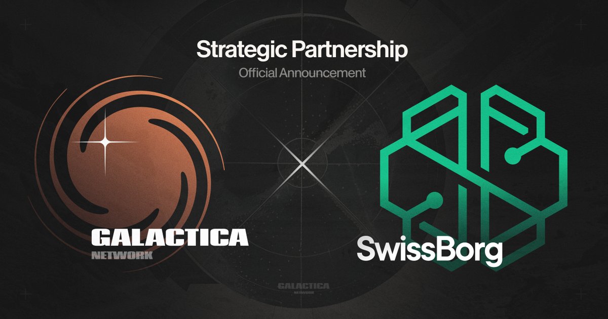 Galactica.com 🤝 @swissborg 🧡💚 

We’re thrilled to announce our strategic partnership with SwissBorg, making Galactica the designated L1 blockchain for SwissBorg.

SwissBorg will be our first zkKYC Data Guardian, allowing all users to safely & privately create their…