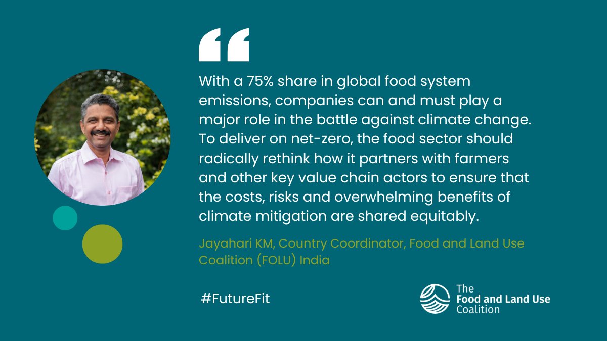 Aligning the food sector with a 1.5C future requires a major 'rethink' in the way companies partner with farmers, urges @FOLUIndia's @jayaharikm. The costs of climate mitigation must be shared equitably to unlock the 'overwhelming benefits.' foodandlandusecoalition.org/knowledge-hub/…