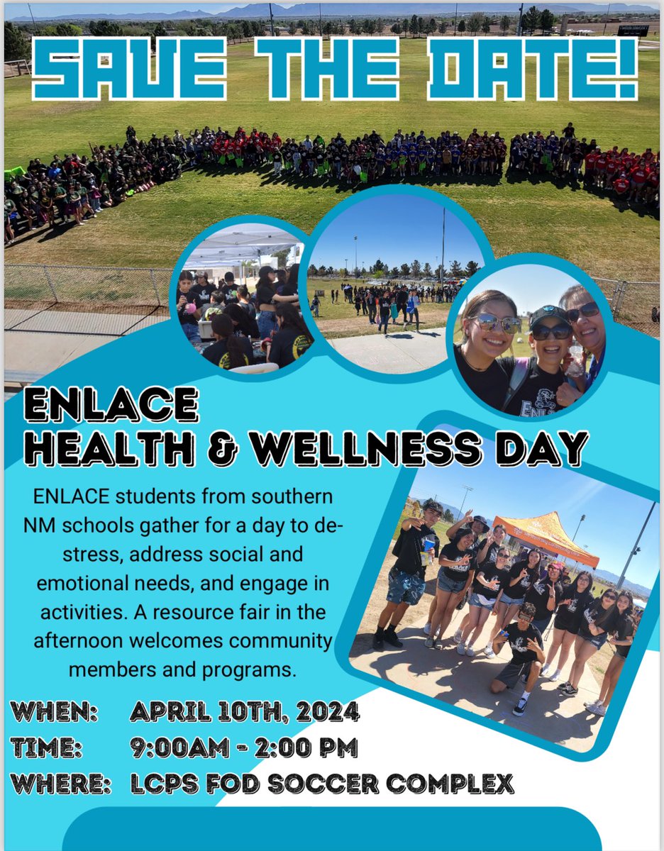 On Wednesday, April 10th we’ll be at the ENLACE Health & Wellness Day fair engaging with students from different schools here in Southern NM!