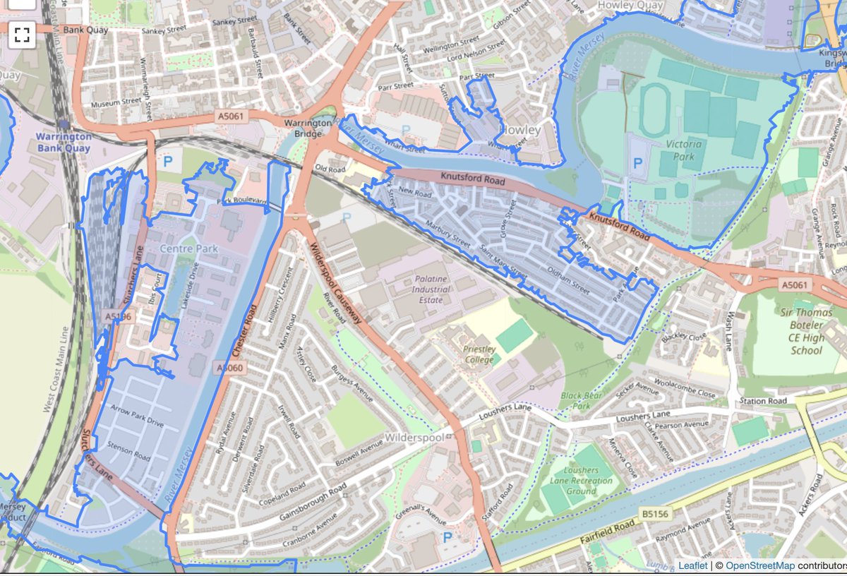 Flood alert for central Warrington, including areas earmarked for flood management (Victoria Park), but including, of course, that brand new swanky housing estate on low lying land right next to the Mersey that everyone said would be a flood risk...