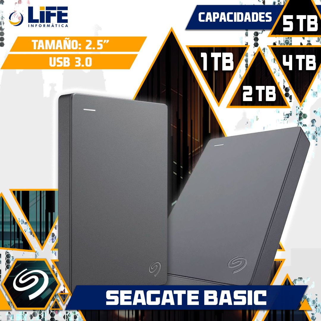 ⚡OFERTA FLASH⚡ Ahorra con la gama BASIC de SEAGATE en todas sus capacidades de HHD Externos y no vuelvas a tener problemas de espacio. Hasta 5TB para almacenar tus archivos 🤯 Más Info 👉 n9.cl/whel2 @Seagate #LIFEinformatica #ofertas #promo #informática #seagate