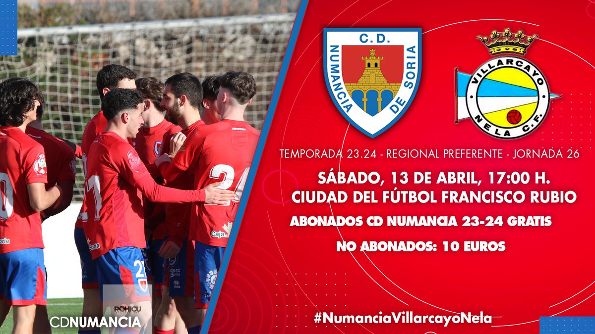 ⚽️ El #NumanciaB afronta otro partido importante el próximo sábado en la #CiudadDelFútbol #CanteraCDN 🔴🔵