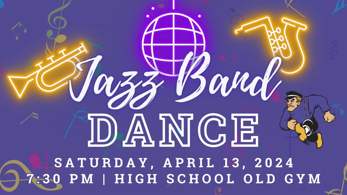 Don't miss the Jazz Band Dance tonight at 7:30pm in the High School Old Gym. Dust off your dancing shoes and get ready for a night of great music! 🎶 #MOCFV