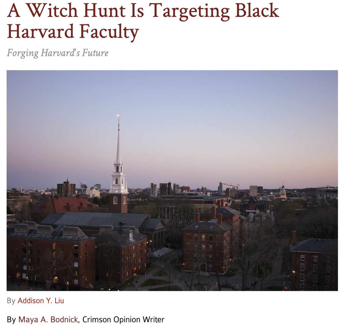 Chris Rufo & his allies are leading a plagiarism witch hunt and creating the false impression that Black women disproportionately plagiarize. Universities like Harvard must take back control of the narrative and conduct plagiarism reviews of all faculty. thecrimson.com/column/forging…