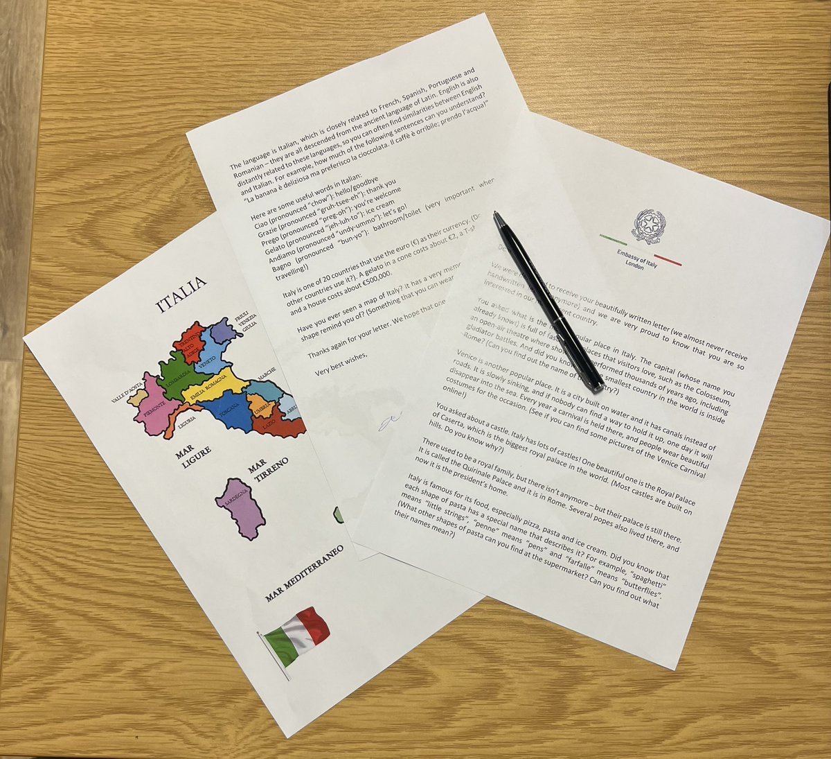 We were delighted to receive this lovely handwritten letter📝 from a young student who was curious to find out interesting information about Italy 🇮🇹Of course we were only too happy to reply with some fascinating facts ✍️ #piccolifans
