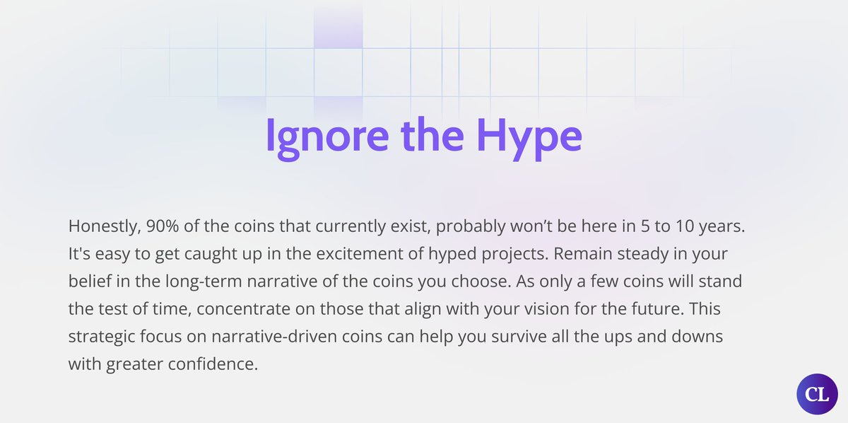 Ready to navigate the crypto hype with confidence? Learn from our insights and stay grounded. Change your perspective: Ignore the hype and focus on long-term narratives! Eager for more exclusive strategies? Subscribe for free and access the full guide bit.ly/3Ts9jcX