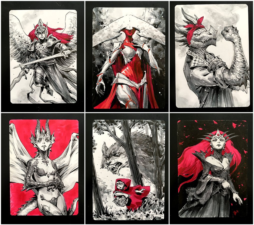 My six total AP sketches for Magic: the Gathering in Miniature II show at Gallery Nucleus this weekend!