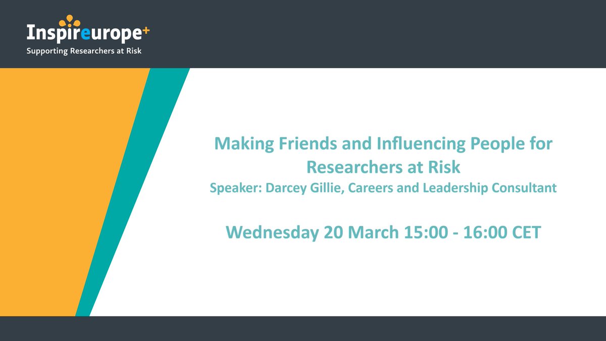 The recording and slides of our recent @Inspire_MSCA webinar on 'Making Friends and Influencing People for Researchers at Risk' are now available - go to sareurope.eu/events/making-… With thanks also to our colleagues at @SAR_Europe