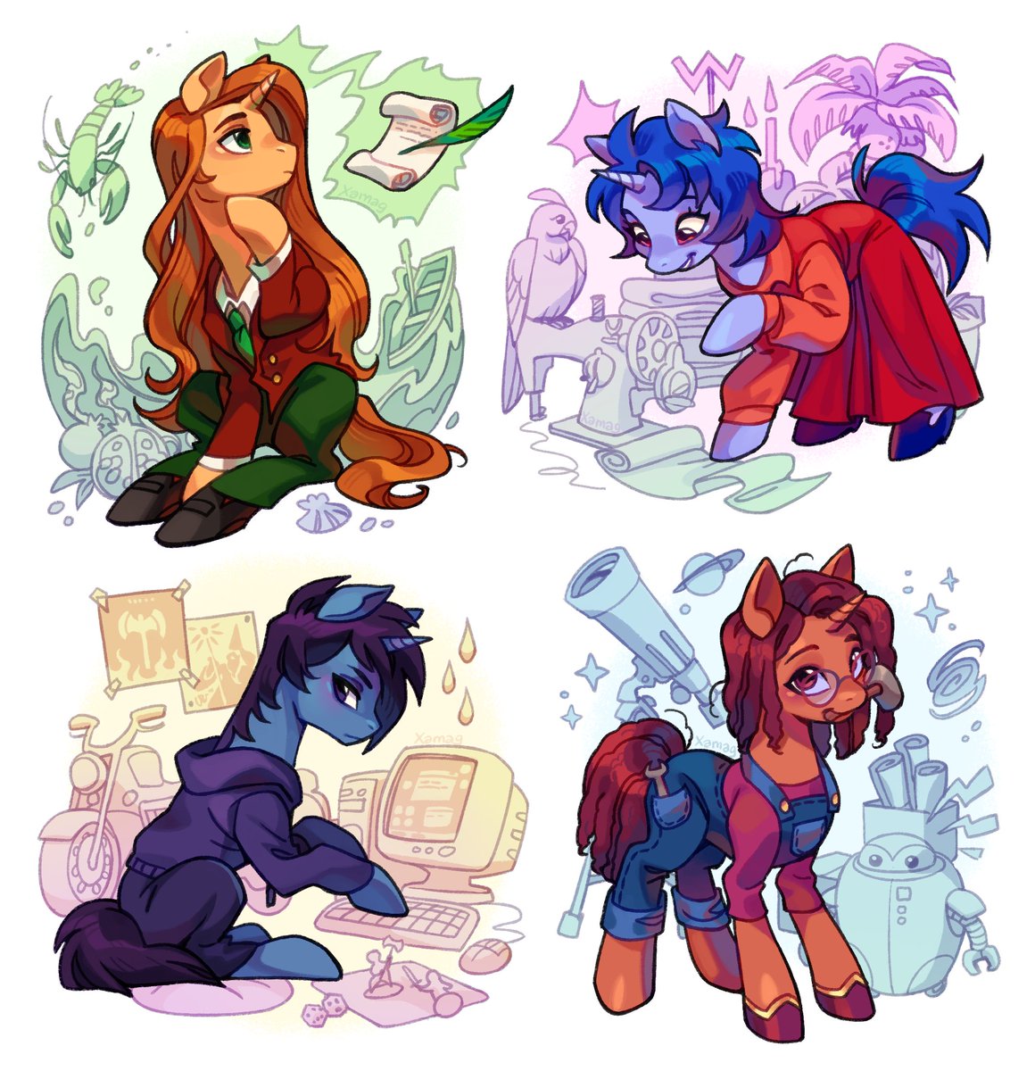 xamag_draws's tweet image. [Stardew Valley] felt compelled to draw some ponies..