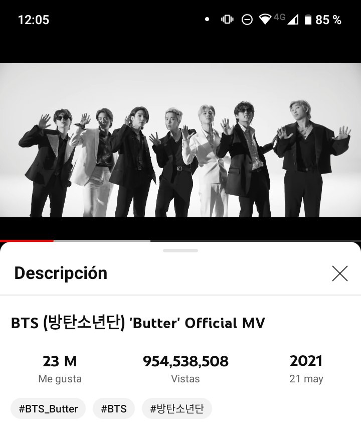 ꒰🪻A Butter de #BTS le faltan 45 461 492 para llegar a los Mil millones de vistas en YouTube.꒱