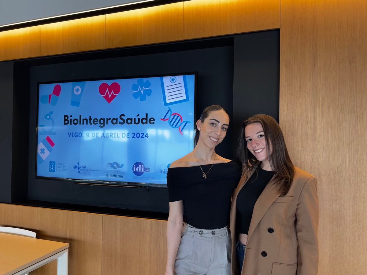 As nosas investigadoras predoutorais Mónica Castro e Mariña Rodríguez asistiron o 9 de abril de 2024 á xornada BioIntegraSaúde 2024, co-organizada polos tres institutos: IDIS, IISGS e INIBIC.