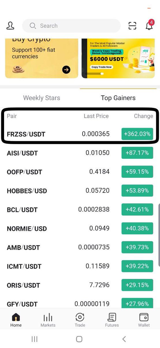 I was scrolling through #Lbank's top gainers and look what I found... #FRZSSCOIN They've been at the top for the past 3 days and take a look at those stunning #charts - what astronomical surge of 362.03% in just one week! 🚀 Let's #HODL