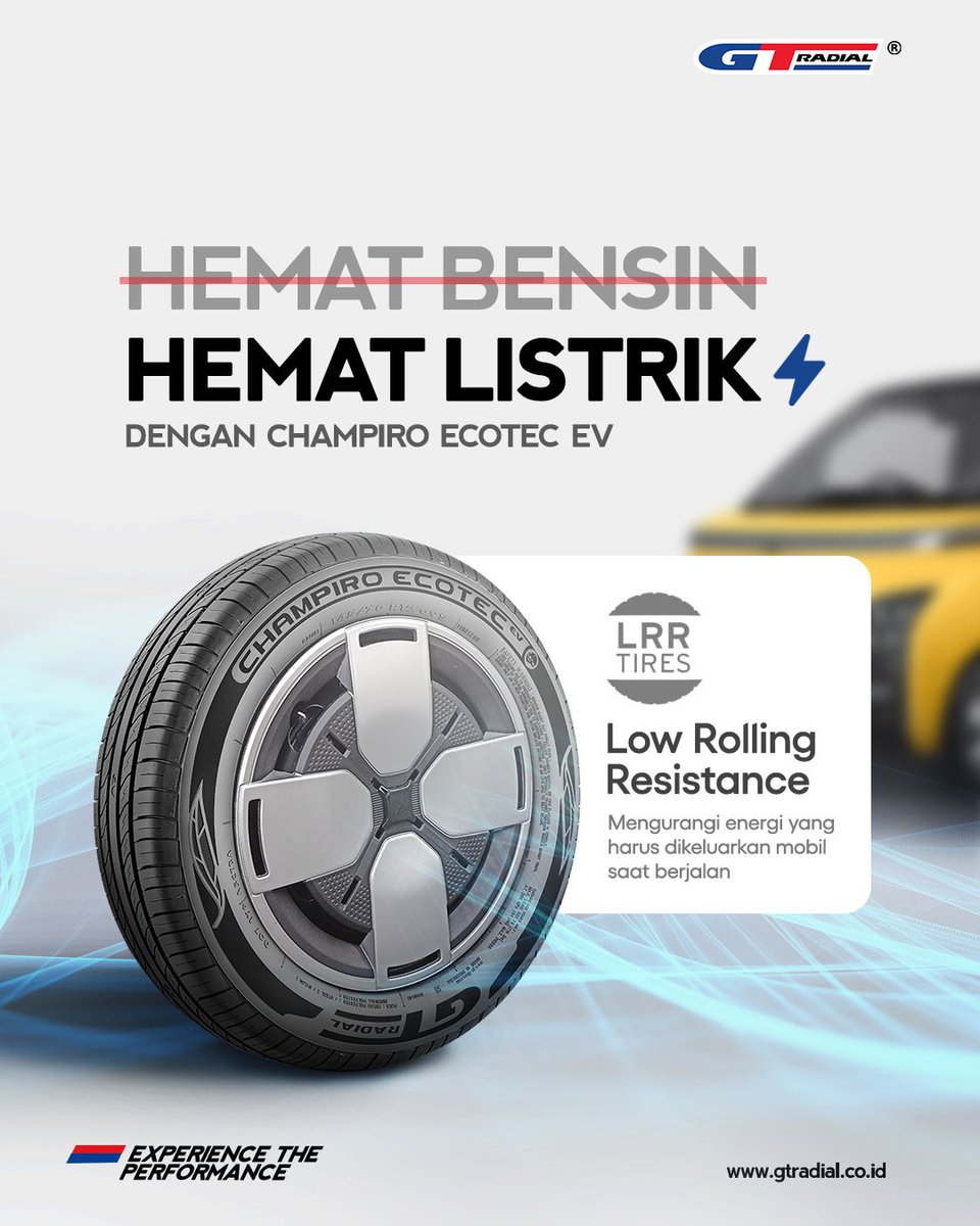 Hemat bensin ❌ hemat listrik ⚡ Dengan low rolling resistance dari Champiro ECOTEC EV, membuat pemakaian energi lebih efisien alhasil baterai mobil listrikmu lebih tahan lama deh 🙌🏻