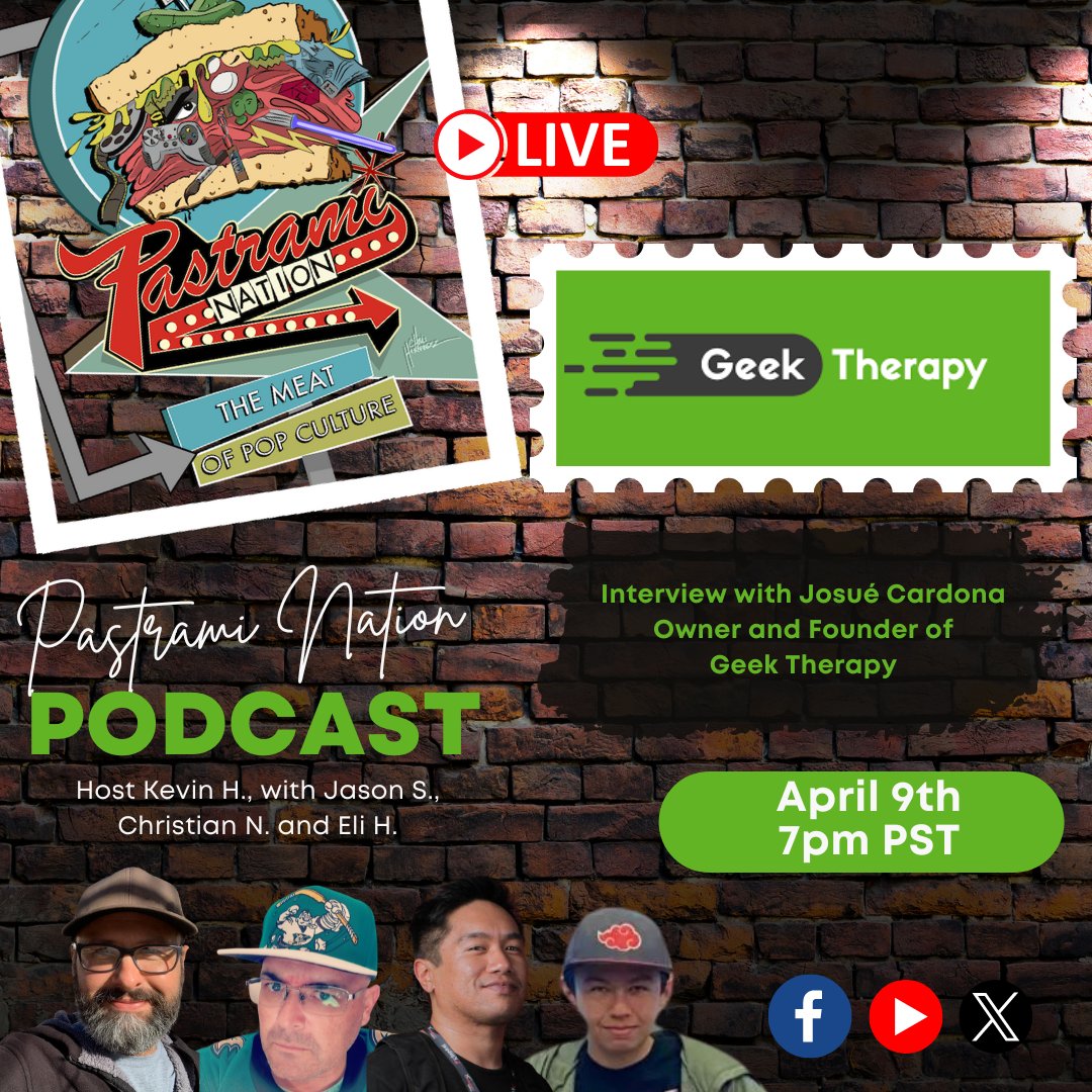 GeekTherapy's tweet photo. 🚀 Tonight! @JosueACardona & @PastramiNation talk #GeekTherapy, #videogames for mental health, virtual conference #TAGGS, & more 🎮💬.
🕖 Tonight 4/09 7 PM PST
📺 Watch: https://t.co/w1K7cZpMzd
#MentalHealth #PopCulture #LiveInterview #Stream #TAGGS https://t.co/pc7LB0nXtH