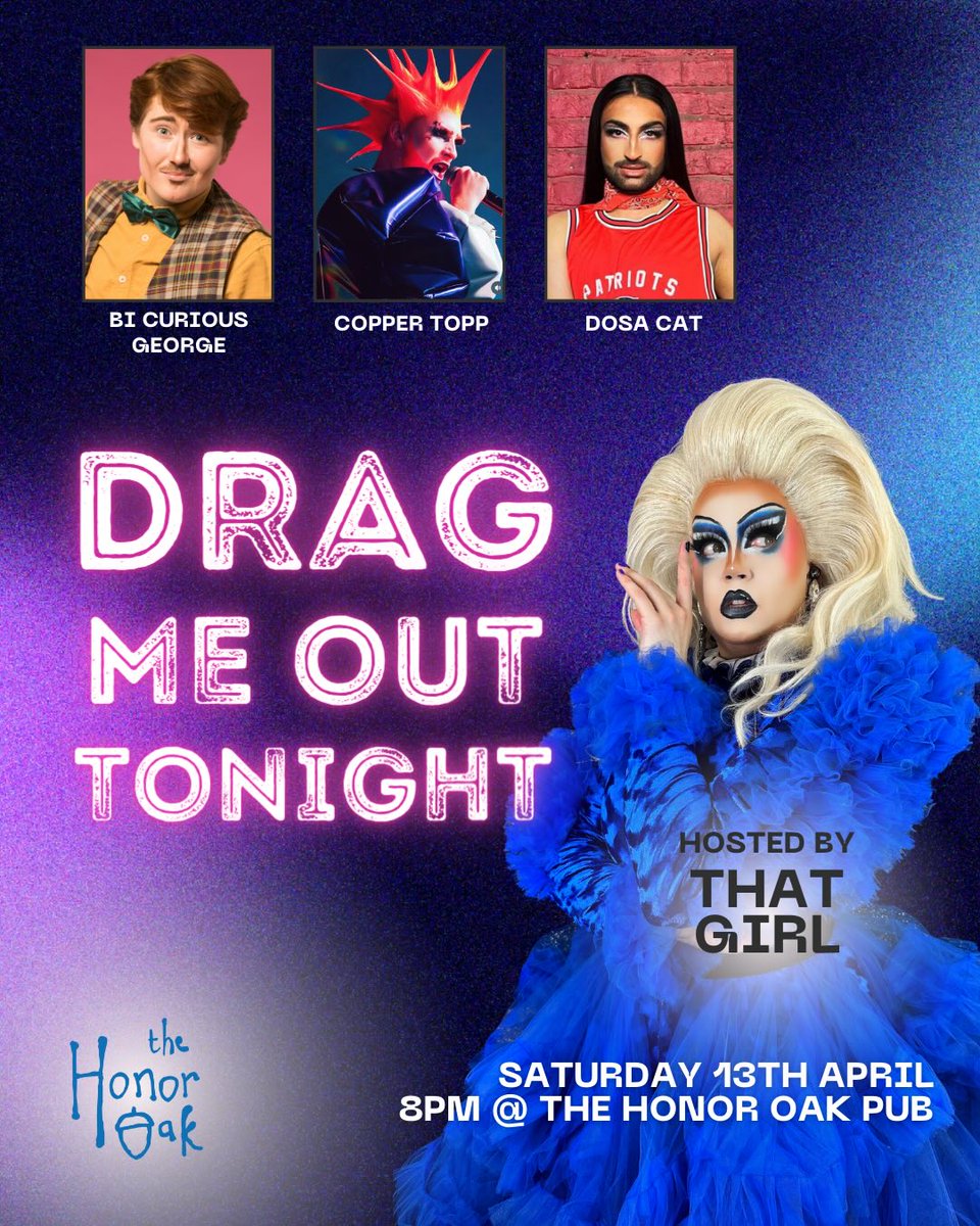 Who is ready for Drag Me Out this Saturday night? 
I can't sleep I'm that excited! Just me? 
 Get your FREE ticket at designmynight.com/london/pubs/fo…. Door open at 7.30pm and its free. 
😊😊😊