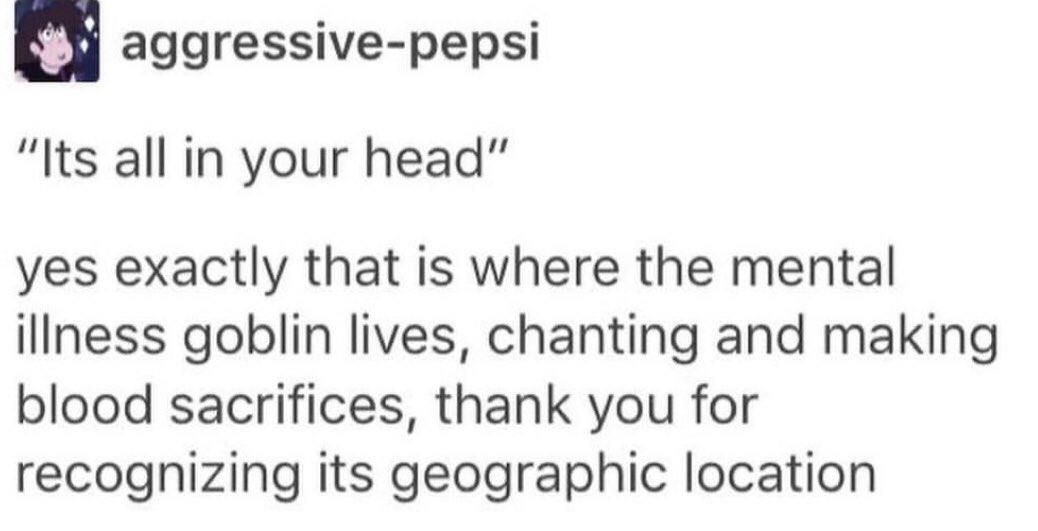 😂 sounds about right 

#mentalhealth #depression #anxiety #bpd #adhd #hiddenillness #autism #therapy #funny #aggressivepepsi #allinyourhead